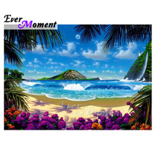 Ever Moment Diamond Painting 5D DIY Picture Of Rhinestone Sea Tree Flower Mosaic Full Square Drill Diamond Embroidery ASF1592 2024 - buy cheap