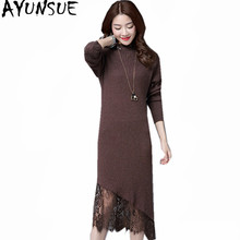 AYUNSUE Fashion 2020 Autumn Winter Knitted Dress Female Long Slim Sweater Lace Dresses Vestido Casual Women's Clothing WXF545 2024 - buy cheap