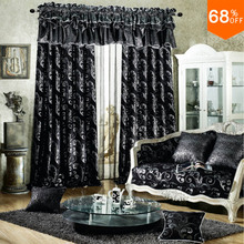 Black luxurious Rod Stick Hang style Living Room curtains for Restaurant Dark Grey and Silver color Blackout color Black Curtain 2024 - buy cheap