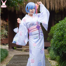 Re:Life in a diferente world de zero, disfraz de Cosplay para mujer Rem Ram, Kimono japonés, Cosplay, sombreros y bolsa 2024 - compra barato