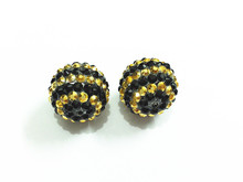 Newest !  20mm 100pcs/lot  Black With Gold Stripe Resin Rhinestone Ball Beads,Chunky Beads For Kids Jewelry Making 2024 - buy cheap