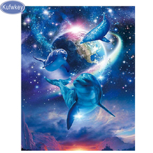 Kufwkey,Full square Drill 5D DIY Cross Stitch sale Diamond Painting Dolphin/earth Diamond Embroidery Mosaic Home Decor sticker 2024 - buy cheap
