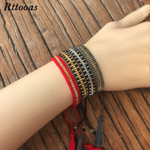 Rttooas Geometric Width Cuff Bracelet Handmade Tassel Beads Bracelets for Women Fashion Jewelry Accessories Friendship Bracelet 2024 - buy cheap