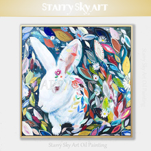 New Painting Handmade Lovely Animal Rabbit Oil Painting on Canvas Rich Colors Cute Rabbit Oil Painting for Wall Art Decoration 2024 - buy cheap