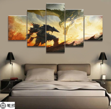 Lienzo en módulos para decoración del hogar, imagen de 5 piezas para personas mayores, juego de pintura de Skyrim V, póster de pared para el hogar, pintura en lienzo al por mayor 2024 - compra barato