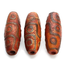 Natural Tibetan  Dzi Beads, Drum, 14x39mm, Hole:Approx 3mm, 2PCs/Bag, Sold By Bag 2024 - buy cheap