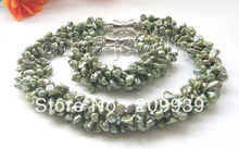 Ожерелье и браслет huij 002039 5row 8 мм с жемчугом реборн Кеши в стиле барокко зеленого цвета 2024 - купить недорого