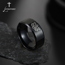 Letdifery anel de 8mm para homens e mulheres, anel de aumo preto de aço inoxidável, hinduismo, yoga, índia, joias religiosas 2024 - compre barato