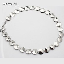 Pingentes redondos de floco cor de prata, colar de aço inoxidável, joias de moda para mulheres 2024 - compre barato