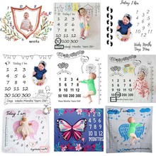 Newborn Weeks Monthly Milestone Photography Props Blankets Child Baby Infants Growth Photo Background Cloth Blanket 2024 - buy cheap