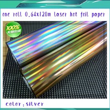 Один рулон (640 мм x 120 м) лазерной серебристой бумаги для горячего тиснения, высокое качество и заводская цена 2024 - купить недорого