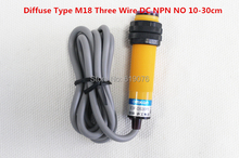 Sensor óptico fotoeléctrico difuso tipo M18, tres cables, DC, NPN, NO 10-30cm, distancia de detección, E3F-DS30C4, 1 Uds. 2024 - compra barato