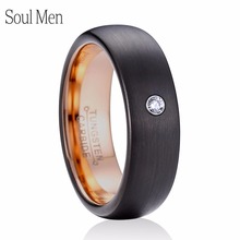 6mm Women's CZ Stone Ring Comfort Fit Black with Rose Gold Color Tungsten Wedding Band Best Valentine's Gift  US Size 6 to 10.5 2024 - buy cheap