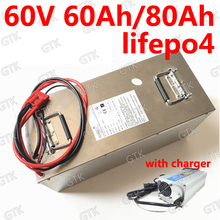 GTK 60V 80AH lifepo4 60V 60AH lifepo4 lithium bateria for 6000W 3500W scooter Inverter EV bike Tricycle caravan + 10A charger 2024 - buy cheap