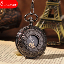 Black Vine 2 Open Sides Antique Hand Wind Mechanical Vintage Pocket Watch Fashion Men Skeleton Watches Steampunk Pocket Watch 2024 - buy cheap