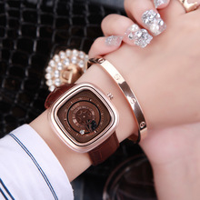 2018 Fashion Guou Square Unisex Watch Men Ladies Quartz Wrist Watch Casual Leather Reloj Hombre Date Rose Gold Women Dress Clock 2024 - buy cheap