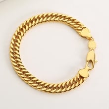 Thick Chain Bracelet  Yellow Gold Filled Mens Bracelet Double Curb Chain 9" 2024 - buy cheap