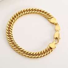 Thick Chain Bracelet  Yellow Gold Filled Mens Bracelet Double Curb Chain 9" 2024 - buy cheap