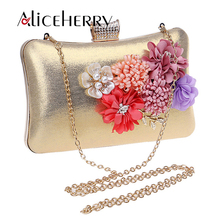 Luxury Clutch Handbags Women Famous Brands Diamond Flower Evening Cluthes Wedding Party Bags Gold Red Blue Silver 2024 - buy cheap