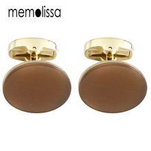 Memolissa jewelry shirt cufflinks for mens Brand cuff buttons Brown Opals cuff links Wedding gemelos High Quality abotoaduras 2024 - buy cheap
