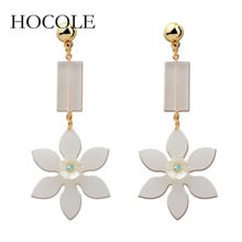 HOCOLE Newest Women Elegant Crystal Shell Flower Drop Long Dangle Wedding Earrings Statement Jewelry Nice Best Gift Pendientes 2024 - buy cheap