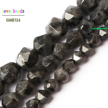 Grânulos de pedra naturais facetado preto labradorite redondos grânulos soltos para fazer jóias pulseira 6/8/10mm 15 polegadas 2024 - compre barato
