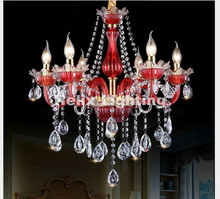 Free Shipping Red Clear Crystal Chandelier Pendant Lamp 6 8 12 Lamps E14 LED Candle Bulbs AC110V 220V Luxury Chandelier Lighting 2024 - buy cheap