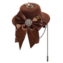 Steampunk Hair Clips for Women Vintage Lolita Gear Bow-knot Brown Mini Top Hat Hair Clip Claw Headwear 2024 - buy cheap