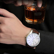 YAZOLE Роскошные модные кожаные мужские часы, известный бренд, стекло, Кварцевые аналоговые наручные часы, кожаный ремешок, часы relogio masculino # 1C 2024 - купить недорого