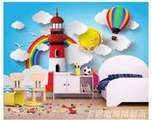 Papel de parede foto personalizada 3d, papel de parede para paredes 3 d com balão de desenho animado para sala de estar infantil, decoração para homens 2024 - compre barato