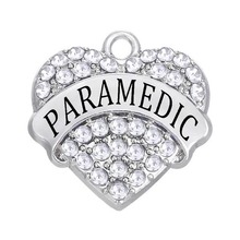 Beautiful heart-shaped metal pendant rhinestone crystal inlaid PARAMEDIC jewelry charm customizable 2024 - buy cheap
