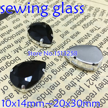 Black Color  Sew On Crystal Teardrop Fancy Stone With Metal Claw Setting 10x14mm,13x18mm,18x25mm,20x30mm 2024 - buy cheap