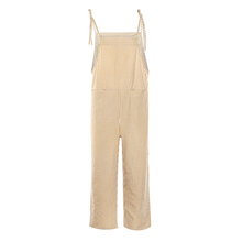 Summer Jumpsuit Womens Casual Baggy Striped Cotton Linen Wide Leg Overalls Dungarees Jumpsuit Romper Women Street Daily S-XL 2024 - buy cheap