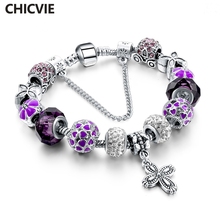 CHICVIE Crystal Chain Link Purple Christian Jesus Bracelets & Bangles For Women Silver Charm Boho Jewelry Bracelet  SBR160036 2024 - buy cheap