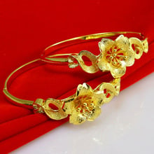 1 Piece Traditional Style Frosted Flower Pattern Bangles & Bracelets for Bridal Wedding Jewelry Gold Filled 2024 - buy cheap