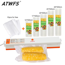 ATWFS Home Food Vacuum Sealer Packing Machine With 5 Vacuum Bag Packaging Rolls (12X500cm,17X500cm,20X500cm,25X500cm,28X500cm) 2024 - buy cheap
