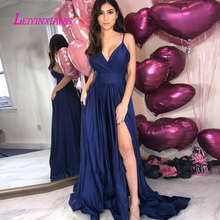 LEIYINXIANG 2019 Prom Dress Nuevo Vestido de Noche Largo Piso Longitud de La Sirena Que Rebordea Lentejuelas Sexy A-Line V-Neck 2024 - buy cheap