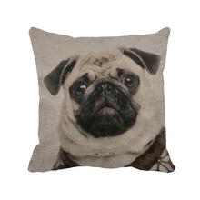 cute animal pug dog printed customized cushion cover home decorative nature linen animal pillowcase housse coussin 2024 - buy cheap