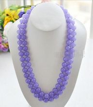 NEW Beautiful Natural 10mm Lavender Jade Round Gemstone Beads Necklace 34"jade 2024 - buy cheap