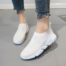 Das Mulheres de inverno sapatos Mulher Flats Deslizar sobre Sapatilhas Sapatos de Plataforma Branca de Malha elástica de Malha Sapatos Casuais zapatos mujer C6994 2024 - compre barato
