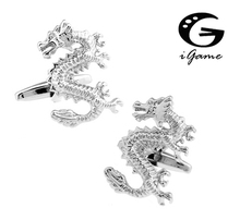 iGame Dragon Cufflinks 2 Colors Option Novelty Animal Design Brass Material Free Shipping 2024 - buy cheap