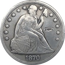 1870 Сидящая Liberty доллар копия монет 2024 - купить недорого