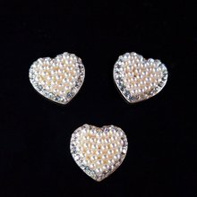 50PCS 21mm KC Gold tone Alloy Material Imitation Pearl Crystal Heart Charm Pendant for Head Wedding DIY Handmade Jewelry Making 2024 - buy cheap