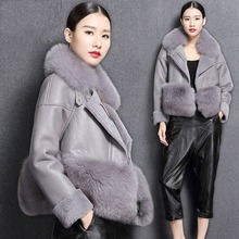 Russia Ladies Real Fur Coat Women Winter With Natural Fox Fur Collar Genuine Sheepskin Jacket Shearling Lamb Fur Inside Fox Fur 2024 - buy cheap