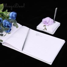 MagiDeal Wedding Guest Book White Lace Purple Flowers Signing Book Party Decoration 2024 - buy cheap