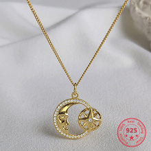 Серебро 925 ювелирные изделия ожерелье для женщин простая Мода звезда и луна кулон ожерелья женские эксклюзивные ювелирные изделия 2024 - купить недорого