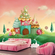 Papel de parede infantil personalizado com a fantasia do bolo, papel de parede 3d fantasia para quarto de criança, parede da sala de estar 2024 - compre barato