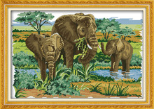 Elephants Mom and Son's Deep Aida Cross Stitch Kits Accurate Printed Embroidery DIY Handmade Needle Work Wall Set Art Home Decor 2024 - buy cheap