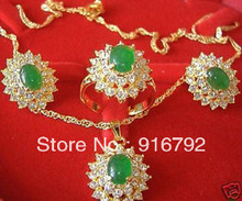 Ожерелье и серьги с зеленым камнем, бесплатная доставка 2024 - купить недорого