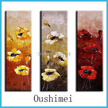 Hand Painted 3pcs/lot Modern Flower Pictures On Canvas Oil Painting Handmade Living Room Wall Art Landscape Knife Painting Craft 2024 - buy cheap